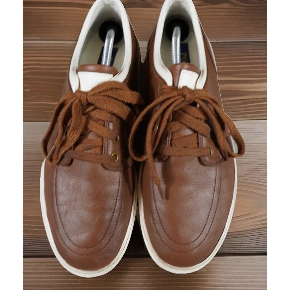 Polo Ralph Lauren Faxon‎ Low Sneakers Mens 10.5D Brown Leather Lace Up